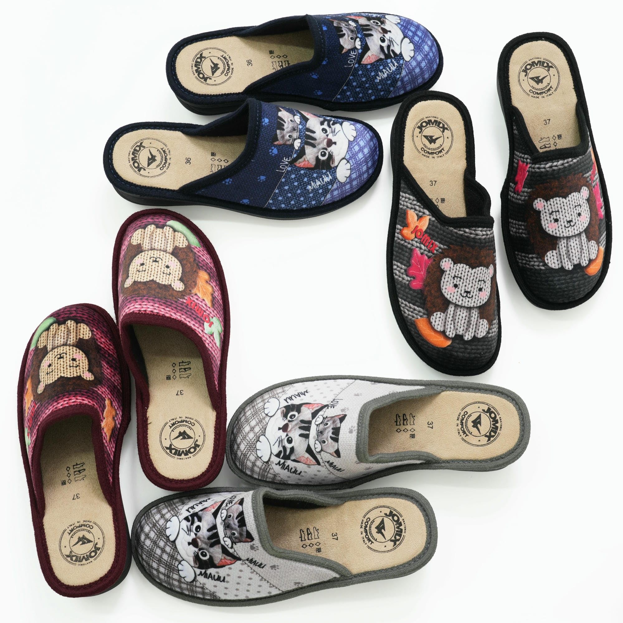 JOMIX Pantofole Donna Invernali Anatomiche Sottopiede Morbido di Alta Densità Mede in Italy