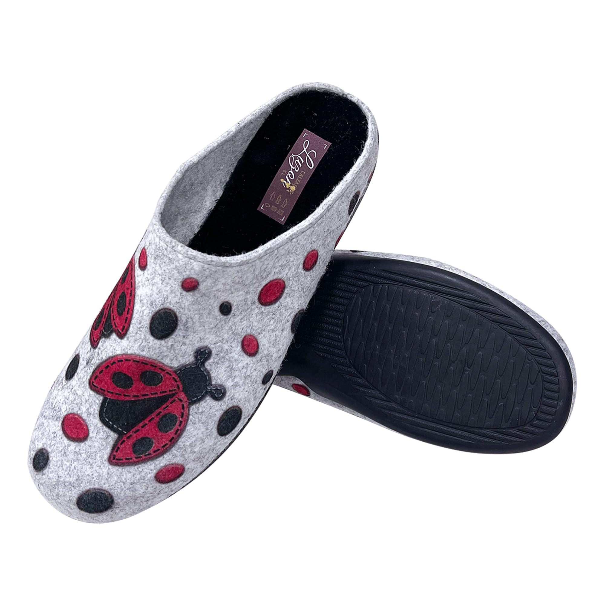 JOMIX Pantofole Donna Invernali Ciabatte Feltro da Casa con Stampa Animale Made in Spagna