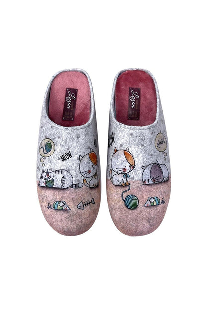 JOMIX Pantofole Donna Invernali Ciabatte Feltro da Casa con Stampa Animale Made in Spagna JX0001 JX0002 JX0003 JX0004 JX0005