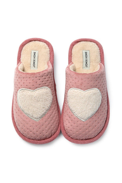 JOMIX Pantofole Donna Invernali Ciabatte Pelose Calde da Casa Pantofole Eleganti con Tacco Zeppa Decorate Cuore MD8567