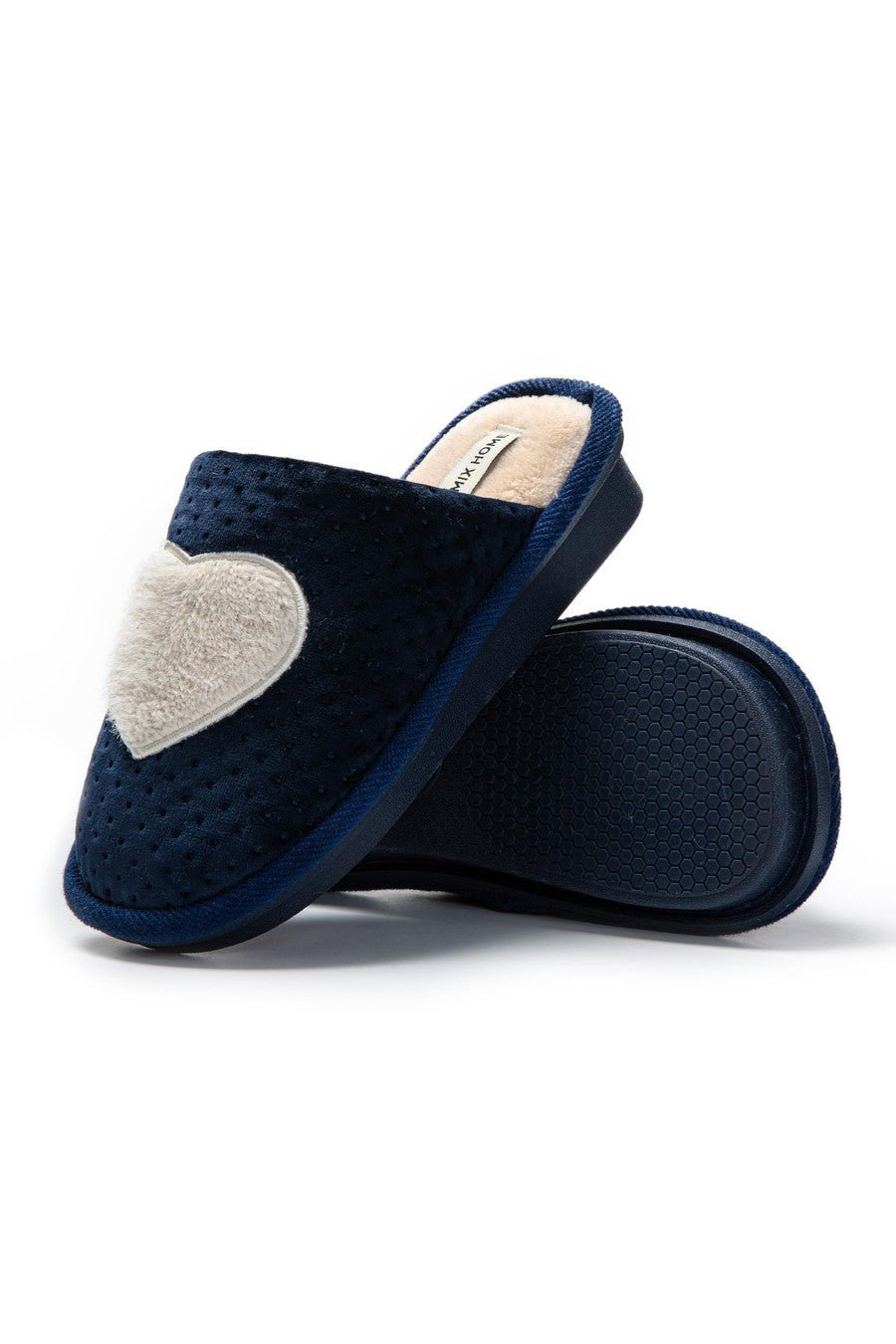 JOMIX Pantofole Donna Invernali Ciabatte Pelose Calde da Casa Pantofole Eleganti con Tacco Zeppa Decorate Cuore MD8567