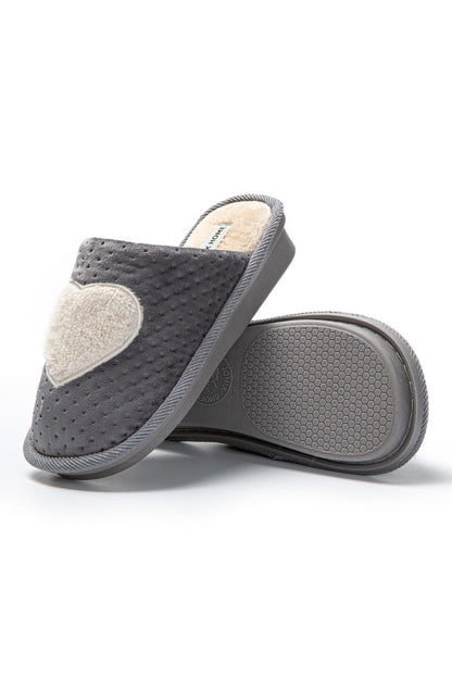 JOMIX Pantofole Donna Invernali Ciabatte Pelose Calde da Casa Pantofole Eleganti con Tacco Zeppa Decorate Cuore MD8567