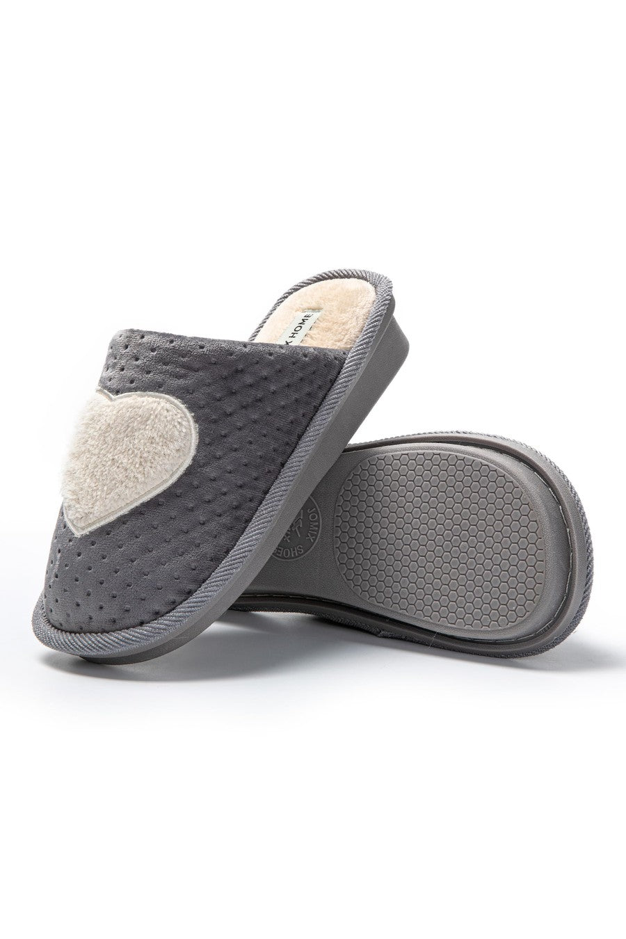 JOMIX Pantofole Donna Invernali Ciabatte Pelose Calde da Casa Pantofole Eleganti con Tacco Zeppa Decorate Cuore MD8567