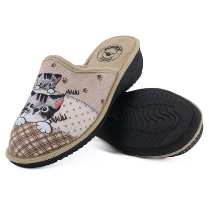 JOMIX Pantofole Donna Invernali Gattino Anatomiche Sottopiede Morbido di Alta Densità Mede in Italy