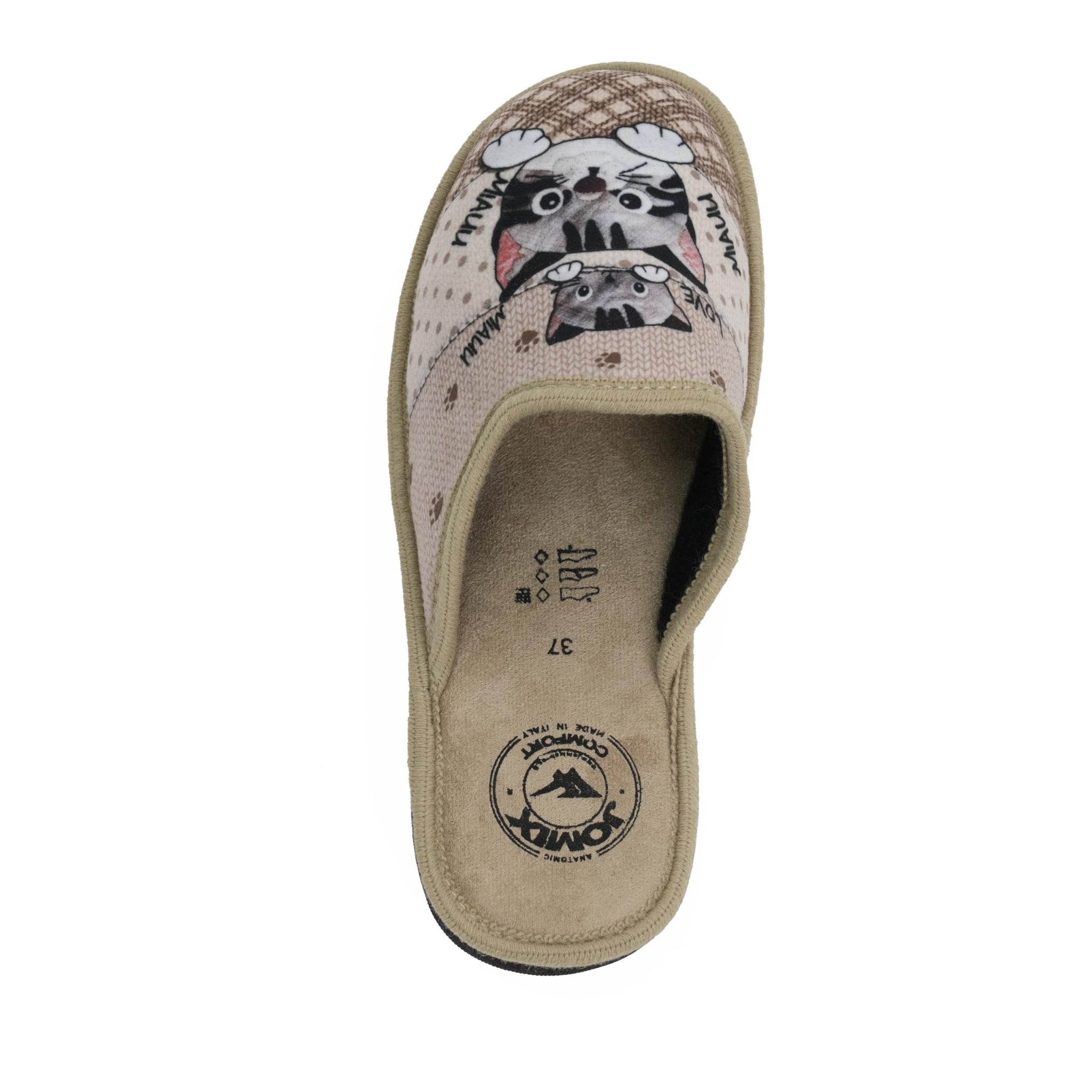 JOMIX Pantofole Donna Invernali Gattino Anatomiche Sottopiede Morbido di Alta Densità Mede in Italy