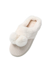 JOMIX Women's Winter House Slippers Warm Furry Slippers Comfortable Winter Faux Fur Slippers Decorated with Pompom Balls MD7223