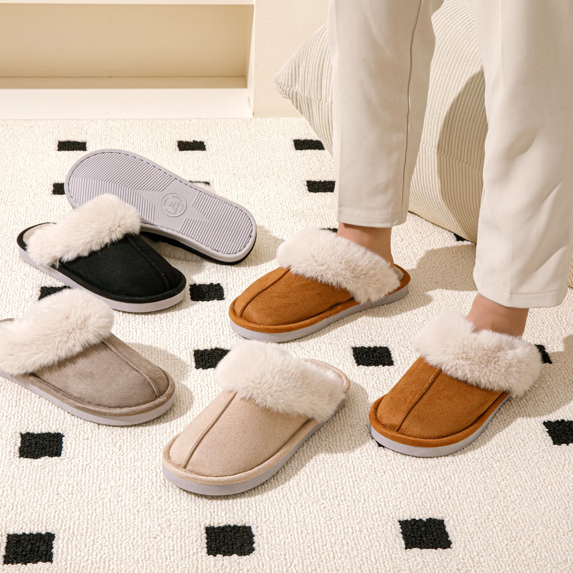 JOMIX Pantofole Invernali da Donna Morbide Ciabatte di Peluche per la Casa Calde e Confortevoli Suola Antiscivolo WIS255223