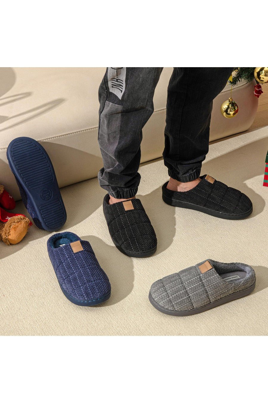 JOMIX Pantofole Uomo Invernali Ciabatte Pelose Calde da Casa Slippers Imbottite Morbide X018