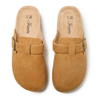 JOMIX Pantoletten Damen Clogs Hausschuhe Rutschfester Slippers Bequeme Kork Fußbett Gartenschuhe mit Verstellbar Schnalle