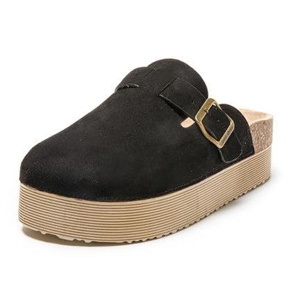 JOMIX Pantoletten Damen Clogs Hausschuhe Rutschfester Slippers Bequeme Kork Fußbett Gartenschuhe mit Verstellbar Schnalle