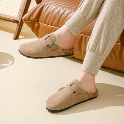 JOMIX Pantoletten Damen Geschlossen Hausschuhe mit Kork Fußbett Rutschfeste Gartenschuhe Clogs