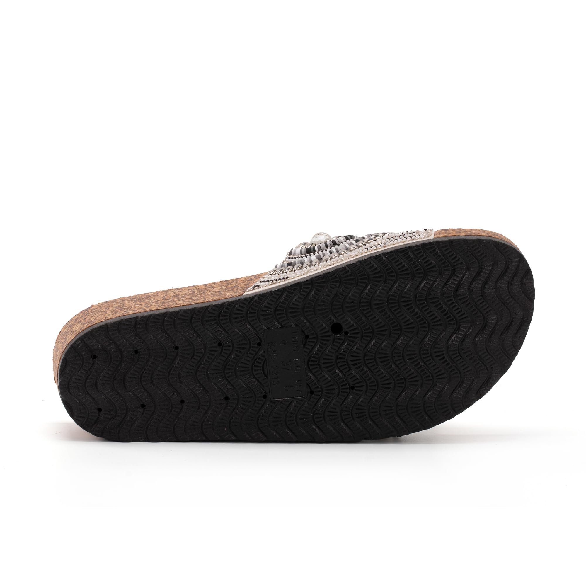 JOMIX Pantoletten Damen Glitzer Clogs Bohemian Bunte Sandalen mit Strassstein Plateau Bequeme Strand Kork Schuhe Sandals Römer Elegant Sandalette