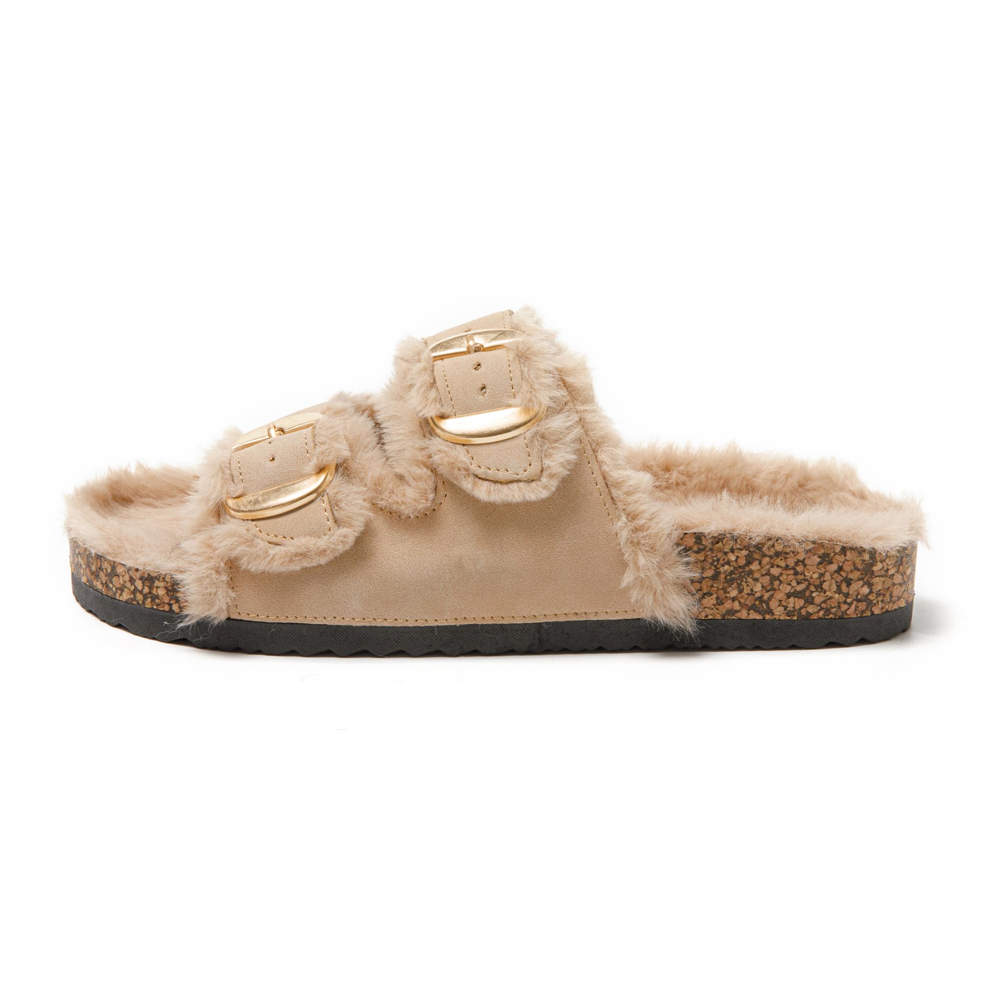 JOMIX Pantoletten Damen Plateau Pantoffeln Winter Hausschuhe Plüsch Clogs Bequeme Kork Fußbett Outdoor Slippers