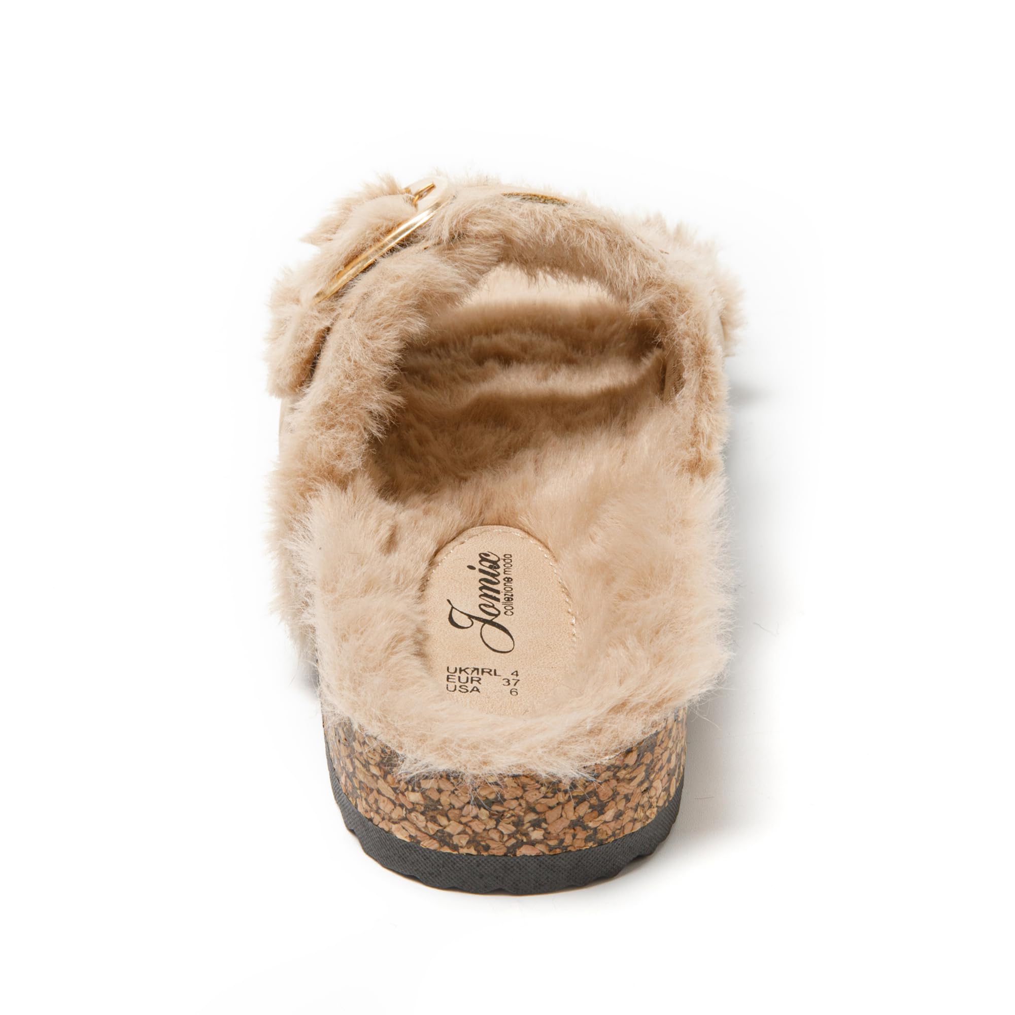 JOMIX Pantoletten Damen Plateau Pantoffeln Winter Hausschuhe Plüsch Clogs Bequeme Kork Fußbett Outdoor Slippers