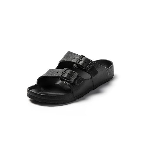 JOMIX Pantoletten Damen Sommer Badeschuhe mit Fussbett Flache Bunte Rutschfest Badelatschen Meer Pool Strand Schwimmen Schnalle Schlappen