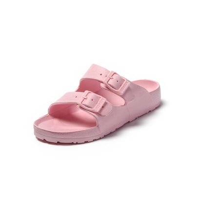 JOMIX Pantoletten Damen Sommer Badeschuhe mit Fussbett Flache Bunte Rutschfest Badelatschen Meer Pool Strand Schwimmen Schnalle Schlappen