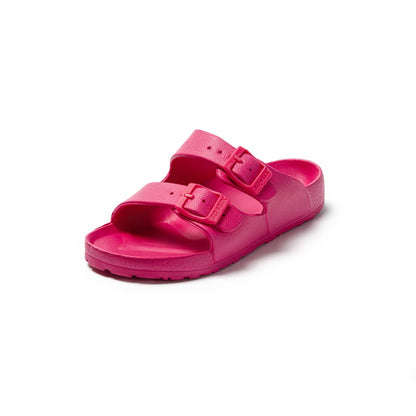 JOMIX Pantoletten Damen Sommer Badeschuhe mit Fussbett Flache Bunte Rutschfest Badelatschen Meer Pool Strand Schwimmen Schnalle Schlappen