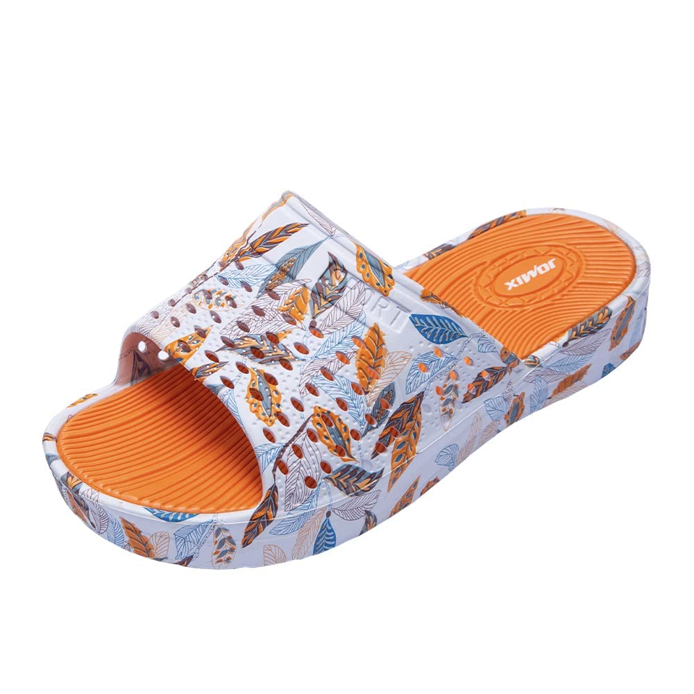 JOMIX Pantoletten Damen Sommer Bunte Badeschuhe mit Fussbett Flache Rutschfest Badelatschen Meer Pool Strand Schwimmen Schnalle Schlappen