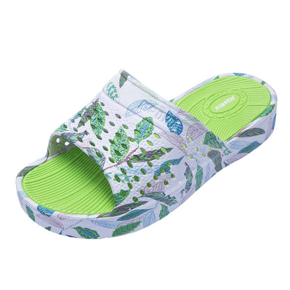 JOMIX Pantoletten Damen Sommer Bunte Badeschuhe mit Fussbett Flache Rutschfest Badelatschen Meer Pool Strand Schwimmen Schnalle Schlappen