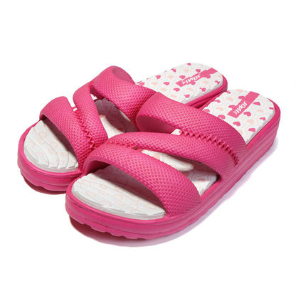 JOMIX Pantoletten Damen Sommer Bunte Badeschuhe mit Fussbett Flache Rutschfest Badelatschen Meer Pool Strand Schwimmen Schnalle Schlappen