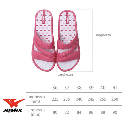 JOMIX Pantoletten Damen Sommer Bunte Badeschuhe mit Fussbett Flache Rutschfest Badelatschen Meer Pool Strand Schwimmen Schnalle Schlappen