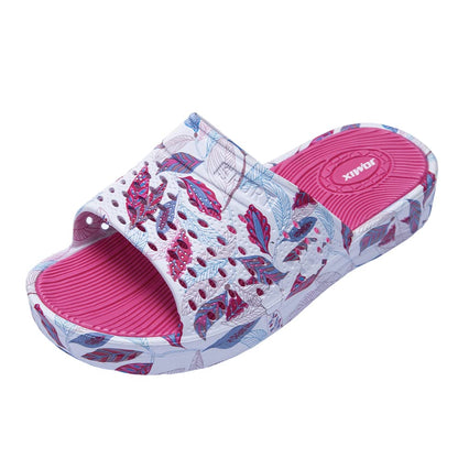 JOMIX Pantoletten Damen Sommer Bunte Badeschuhe mit Fussbett Flache Rutschfest Badelatschen Meer Pool Strand Schwimmen Schnalle Schlappen