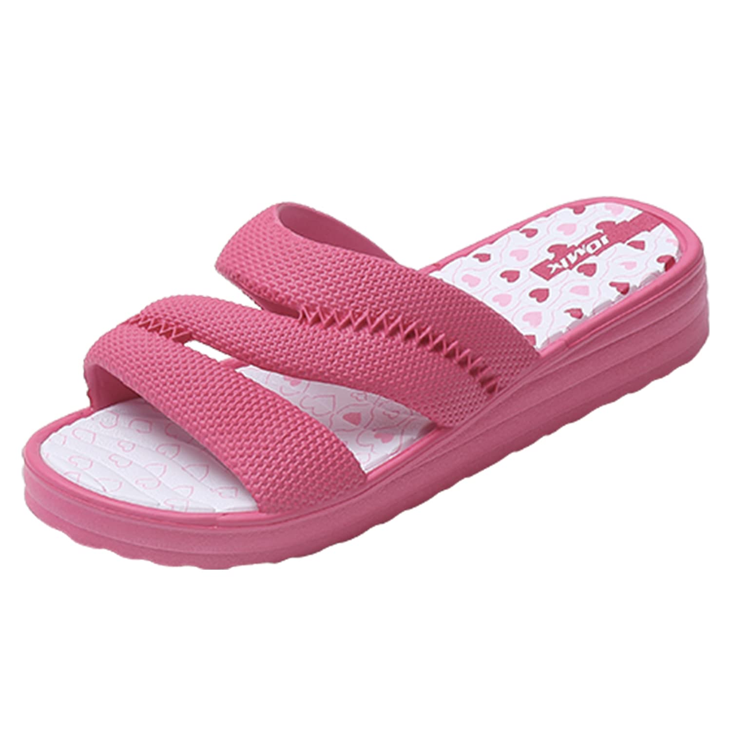 JOMIX Pantoletten Damen Sommer Bunte Badeschuhe mit Fussbett Flache Rutschfest Badelatschen Meer Pool Strand Schwimmen Schnalle Schlappen