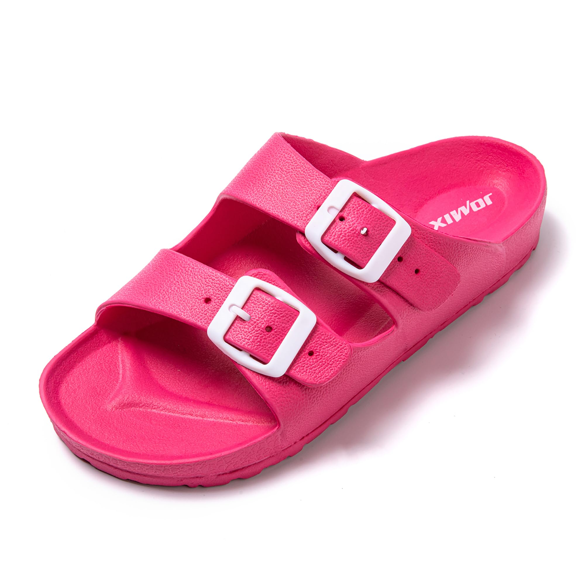JOMIX Pantoletten Damen Sommer Bunte Badeschuhe mit Fussbett Flache Rutschfest Badelatschen Meer Pool Strand Schwimmen Schnalle Schlappen