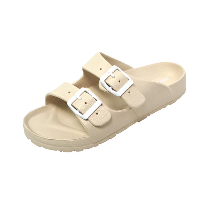 JOMIX Pantoletten Damen Sommer Bunte Badeschuhe mit Fussbett Flache Rutschfest Badelatschen Meer Pool Strand Schwimmen Schnalle Schlappen