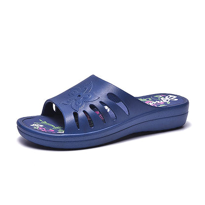 JOMIX Pantoletten Damen Sommer Bunte Badeschuhe mit Fussbett Flache Rutschfest Badelatschen Meer Pool Strand Schwimmen Schnalle Schlappen