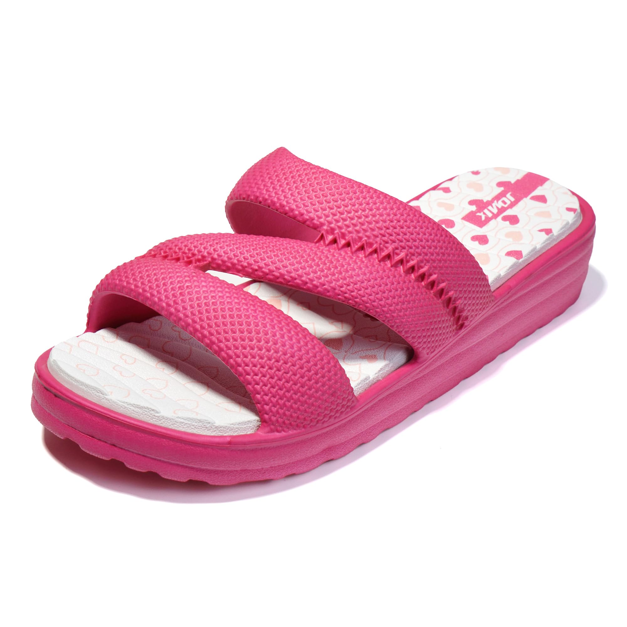 JOMIX Pantoletten Damen Sommer Bunte Badeschuhe mit Fussbett Flache Rutschfest Badelatschen Meer Pool Strand Schwimmen Schnalle Schlappen