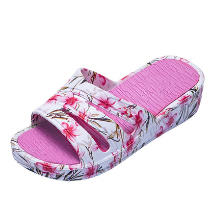 JOMIX Pantoletten Damen Sommer Bunte Badeschuhe mit Fussbett Flache Rutschfest Badelatschen Meer Pool Strand Schwimmen Schnalle Schlappen
