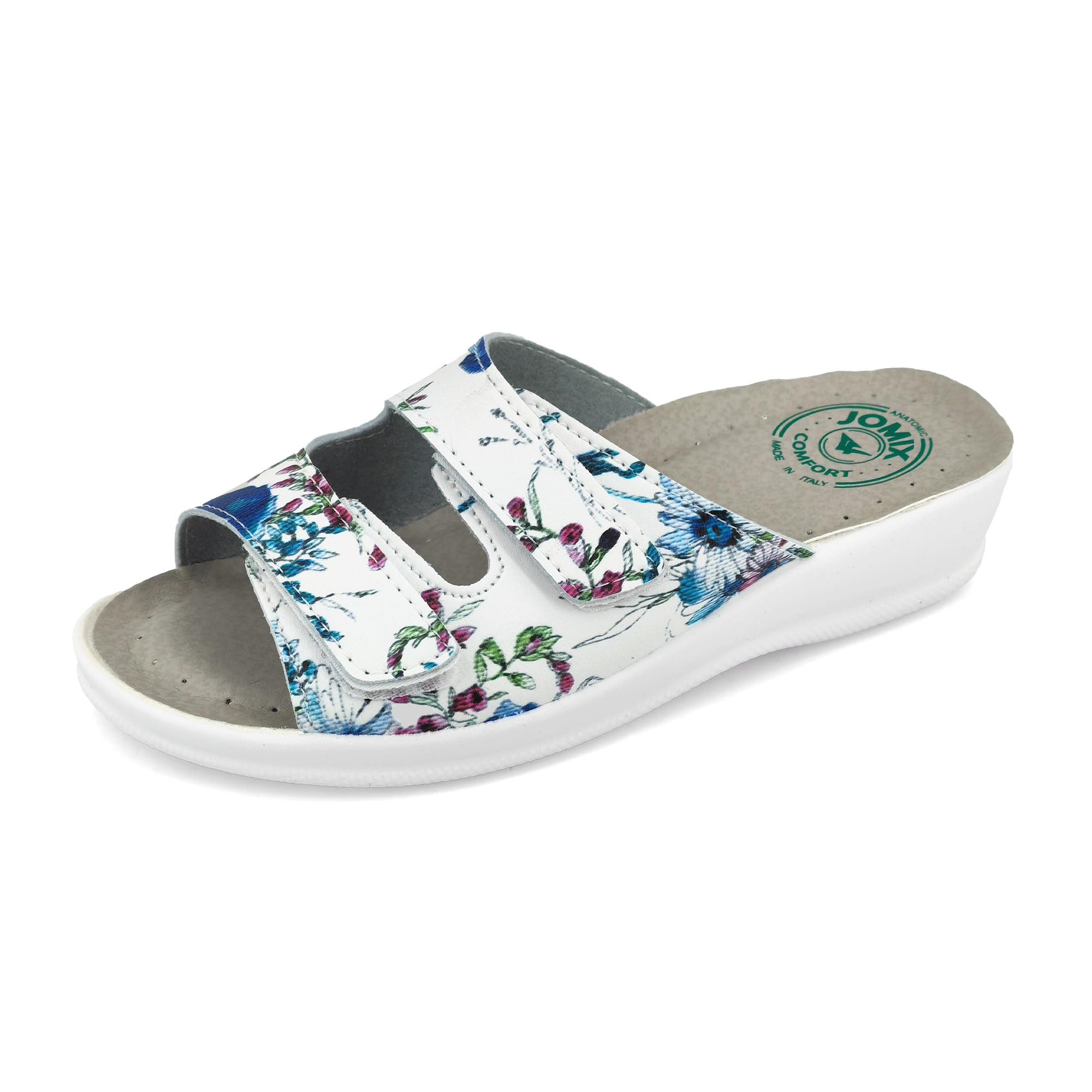 JOMIX Pantoletten Damen Sommer Klettverschluss Sandalen mit Keilabsatz Weiche Anatomische Gummi Medizinische Clogs Elegant Strand Pool Gartenschuhe