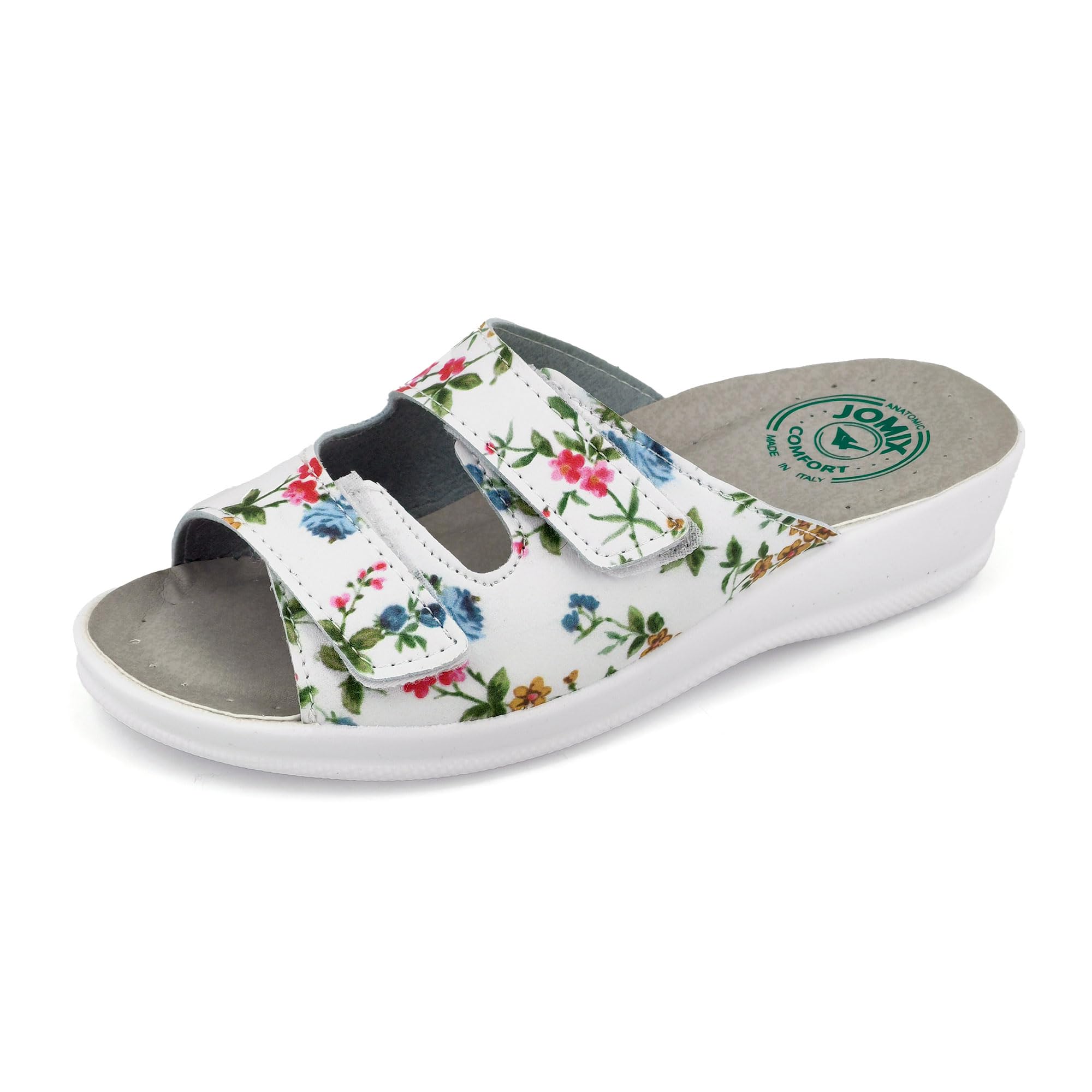 JOMIX Pantoletten Damen Sommer Klettverschluss Sandalen mit Keilabsatz Weiche Anatomische Gummi Medizinische Clogs Elegant Strand Pool Gartenschuhe