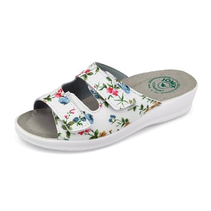 JOMIX Pantoletten Damen Sommer Klettverschluss Sandalen mit Keilabsatz Weiche Anatomische Gummi Medizinische Clogs Elegant Strand Pool Gartenschuhe