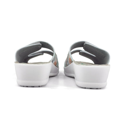 JOMIX Pantoletten Damen Sommer Klettverschluss Sandalen mit Keilabsatz Weiche Anatomische Gummi Medizinische Clogs Elegant Strand Pool Gartenschuhe