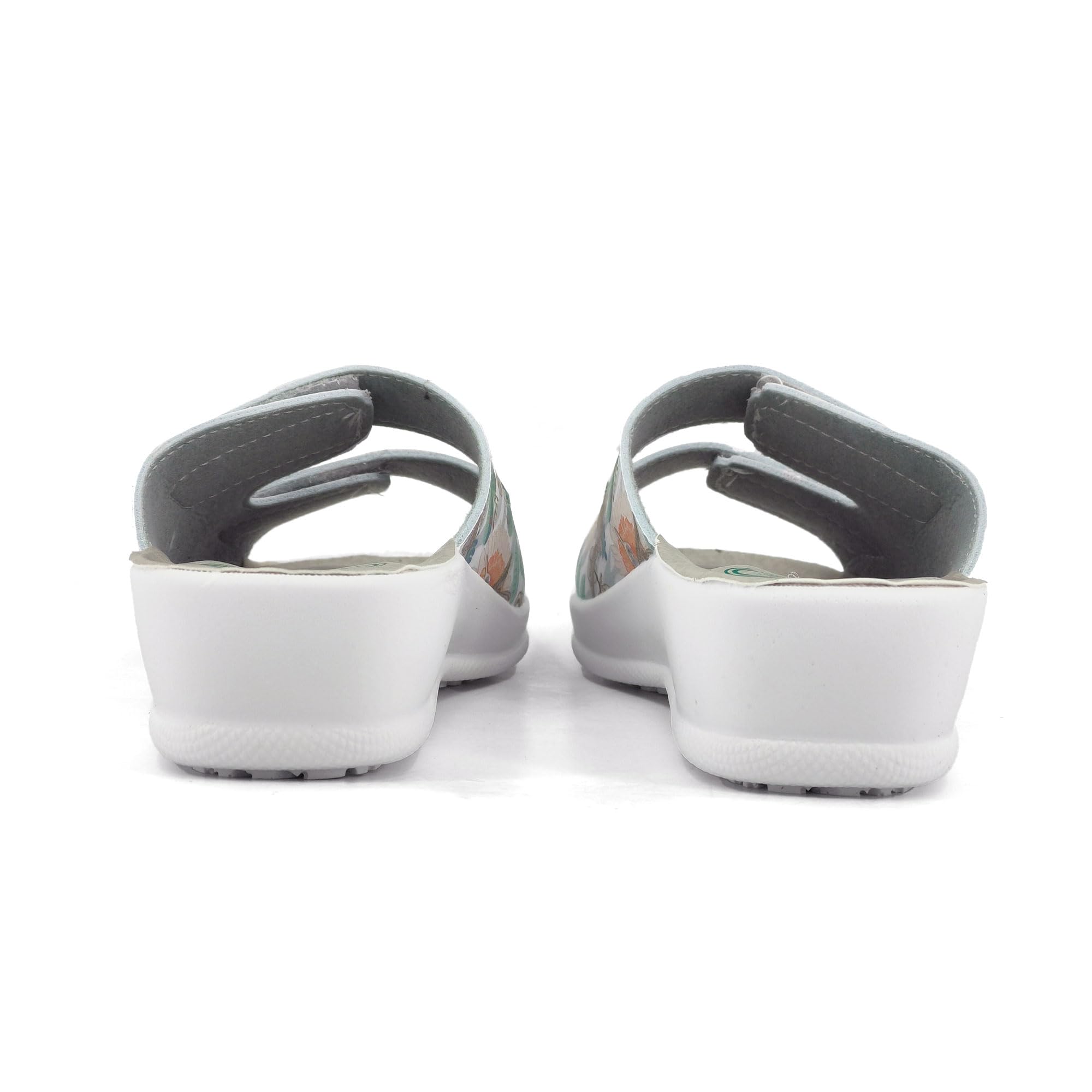 JOMIX Pantoletten Damen Sommer Klettverschluss Sandalen mit Keilabsatz Weiche Anatomische Gummi Medizinische Clogs Elegant Strand Pool Gartenschuhe