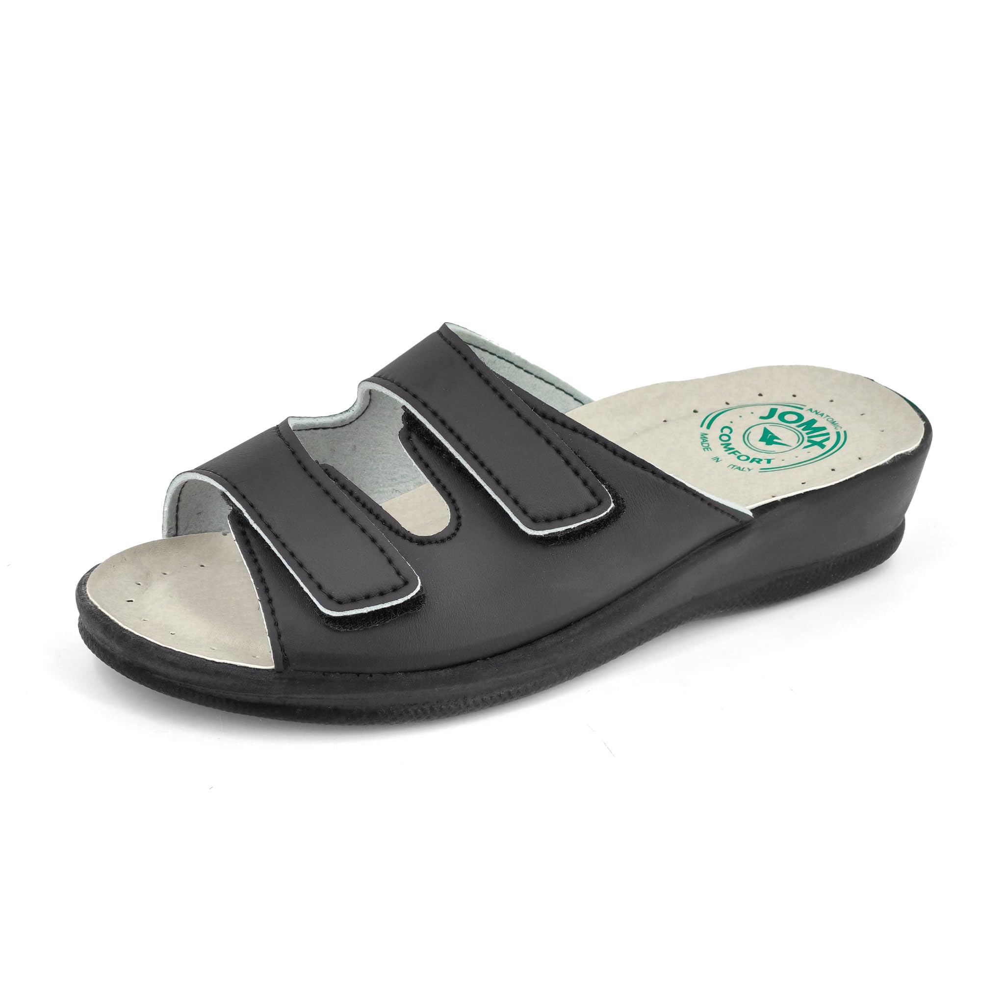 JOMIX Pantoletten Damen Sommer Klettverschluss Sandalen mit Keilabsatz Weiche Anatomische Gummi Medizinische Clogs Elegant Strand Pool Gartenschuhe
