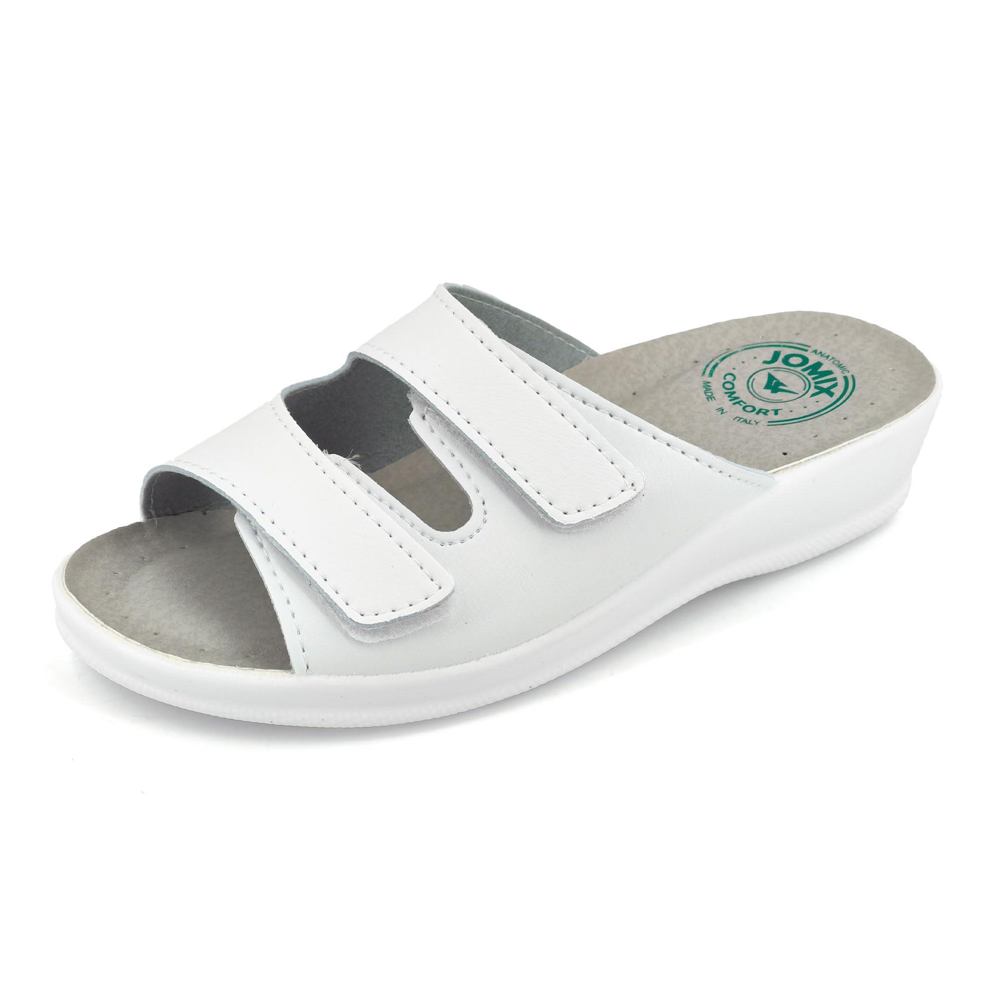 JOMIX Pantoletten Damen Sommer Klettverschluss Sandalen mit Keilabsatz Weiche Anatomische Gummi Medizinische Clogs Elegant Strand Pool Gartenschuhe