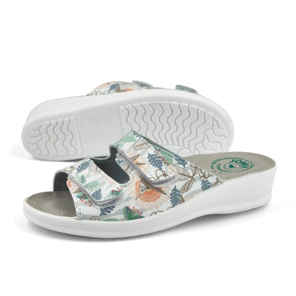 JOMIX Pantoletten Damen Sommer Klettverschluss Sandalen mit Keilabsatz Weiche Anatomische Gummi Medizinische Clogs Elegant Strand Pool Gartenschuhe