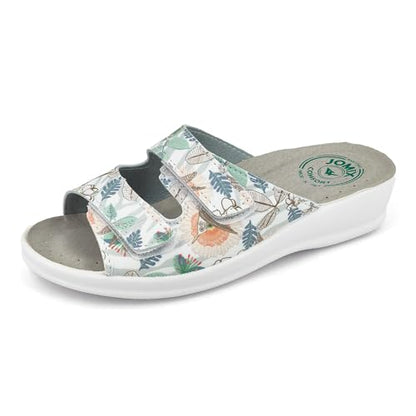 JOMIX Pantoletten Damen Sommer Klettverschluss Sandalen mit Keilabsatz Weiche Anatomische Gummi Medizinische Clogs Elegant Strand Pool Gartenschuhe