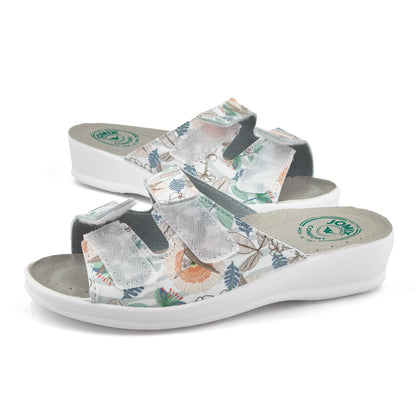 JOMIX Pantoletten Damen Sommer Klettverschluss Sandalen mit Keilabsatz Weiche Anatomische Gummi Medizinische Clogs Elegant Strand Pool Gartenschuhe