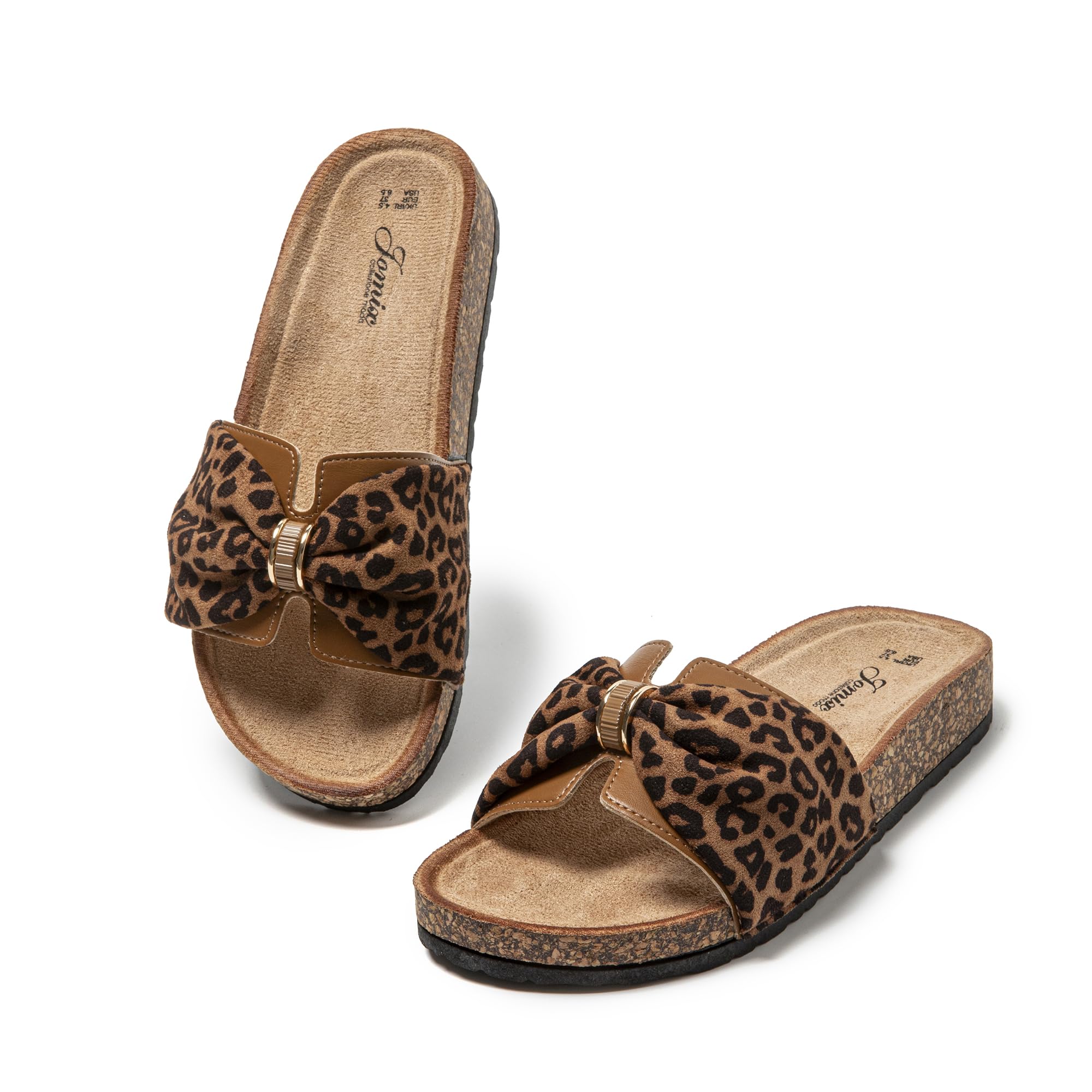 JOMIX Pantoletten Damen Sommer Kork Clogs Fliege Strandsandalen Sommerschuhe Bequeme Strand Sandalen