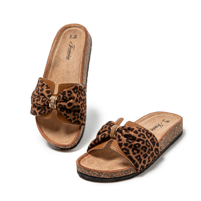 JOMIX Pantoletten Damen Sommer Kork Clogs Fliege Strandsandalen Sommerschuhe Bequeme Strand Sandalen