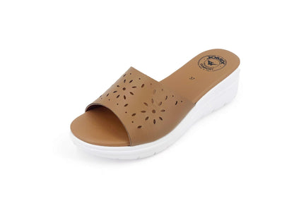 JOMIX Pantoletten Damen Sommer Sandalen mit Absatz Anatomische Fußbett Elegant Plateau Schlappen Strand Meer Pool Pantoffeln Slipper