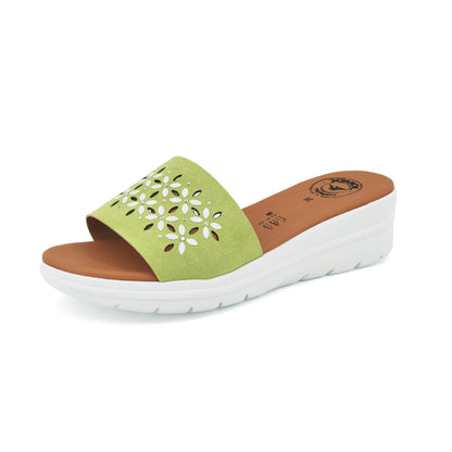 JOMIX Pantoletten Damen Sommer Sandalen mit Absatz Anatomische Fußbett Elegant Plateau Sternchen Schlappen Strand Pantoffeln Slipper