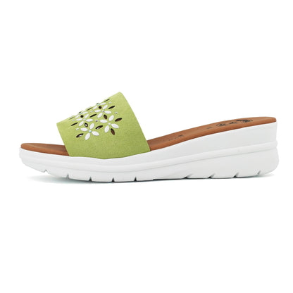 JOMIX Pantoletten Damen Sommer Sandalen mit Absatz Anatomische Fußbett Elegant Plateau Sternchen Schlappen Strand Pantoffeln Slipper