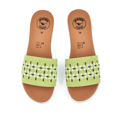 JOMIX Pantoletten Damen Sommer Sandalen mit Absatz Anatomische Fußbett Elegant Plateau Sternchen Schlappen Strand Pantoffeln Slipper