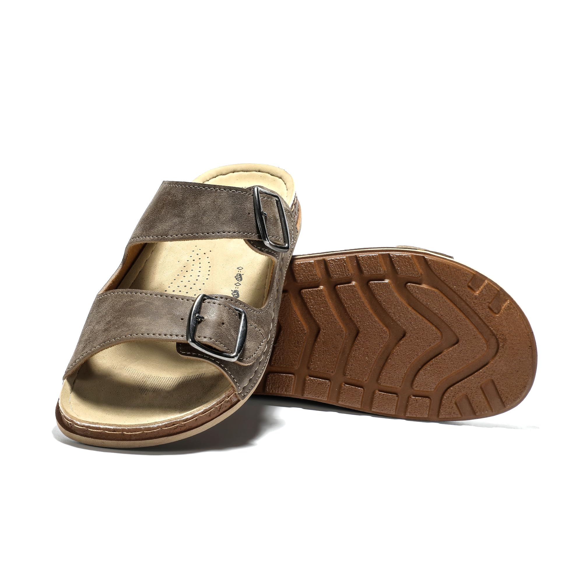 JOMIX Pantoletten Herren Sommer Elegant Hausschuhe mit Verstellbarer Rieme Atmungsaktiv Leichte Leder Sandalen Flache Strand Sommerschuhe Slipper