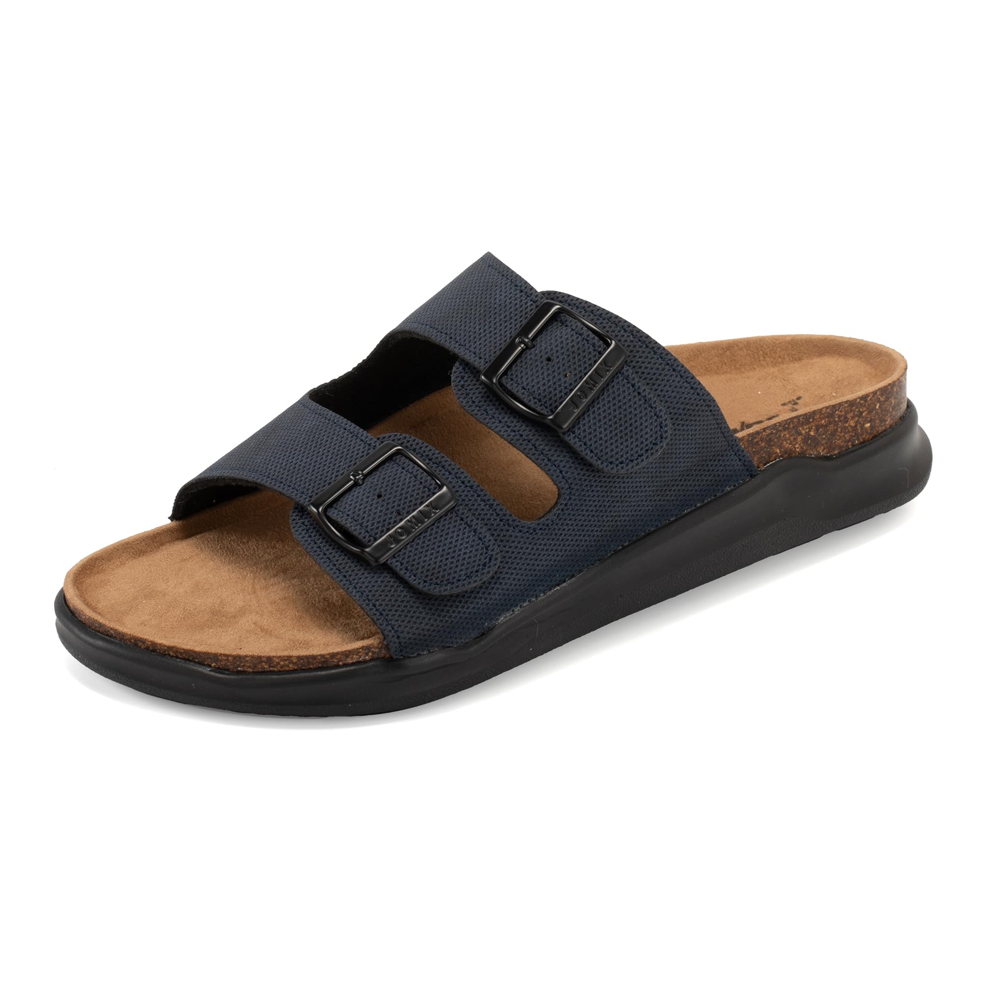 JOMIX Pantoletten Herren Sommer Leder Sandalen Verstellbar Schnalle Sommerschuhe Bequem Strand Pantoffeln